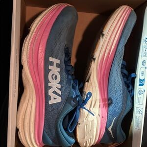 HOKA Vibrant Blue and Pink Sneakers